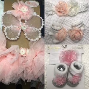 3 sets of baby booties and headbands. Make offer